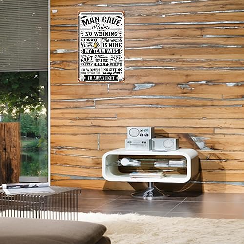 Miniatura 9 de Letrero de reglas de la cueva de hombre, divertido decoración de cueva de hombre, retro, de metal, letreros de metal Mancave para hombres,