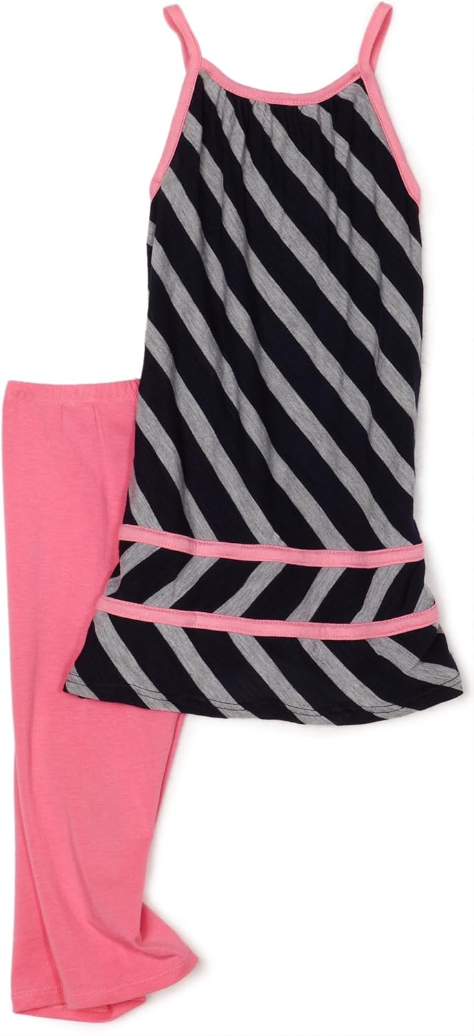 Splendid 女児用レーヨンスラブ コントラストバインディングチュニックセット