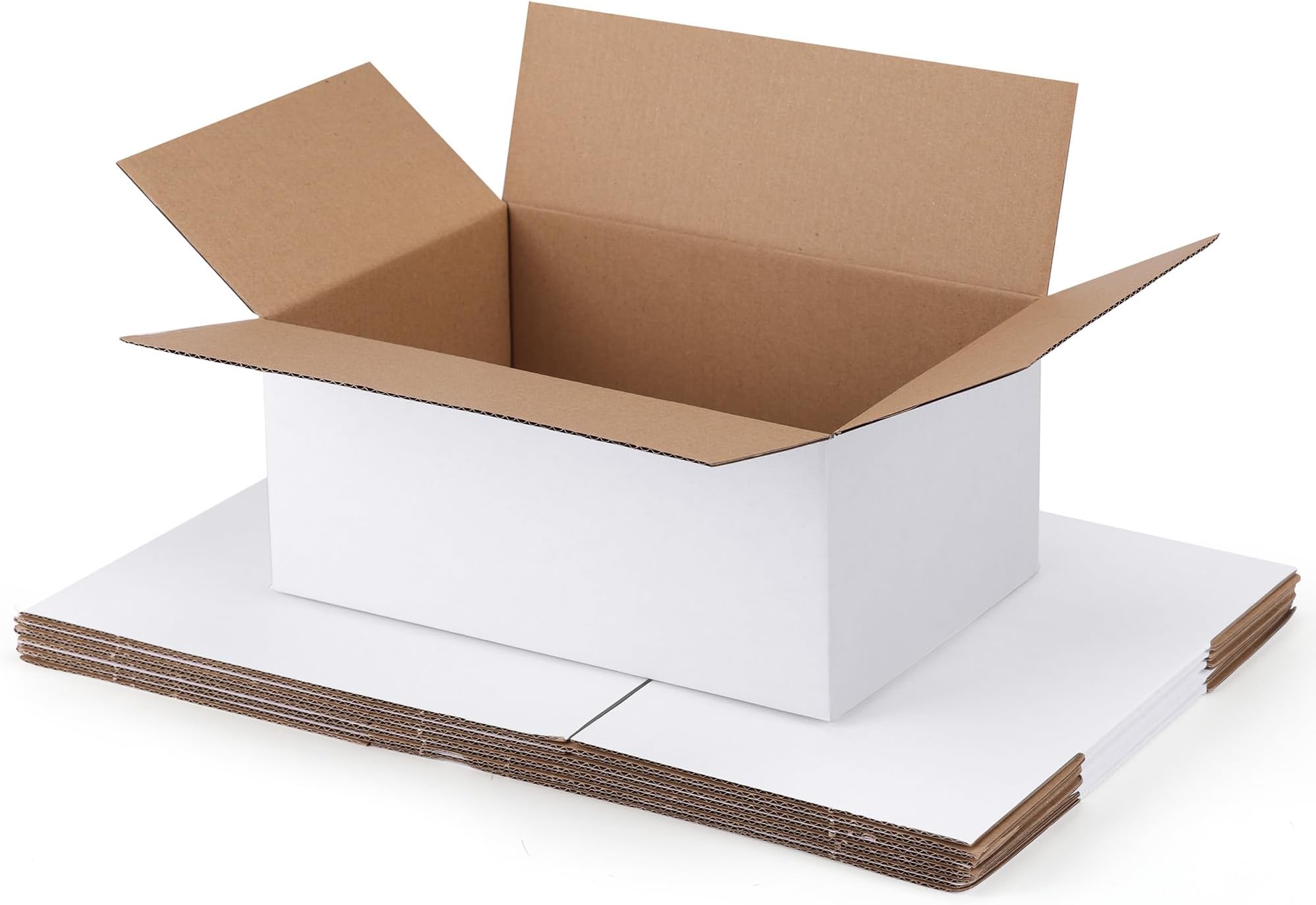 Shipping Boxes 10x7x5 Set of 6, White Corrugated Cardboard Box for Mailing Business Packaging