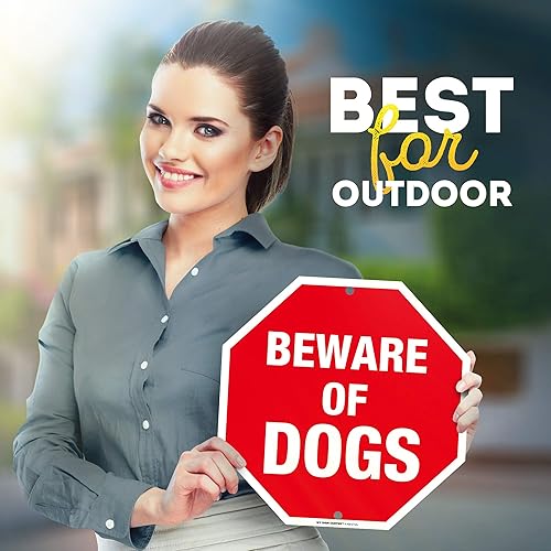 Miniatura 3 de Letrero Beware of Dog con forma de octágono aluminio de grado industrial de 11 x 11 pulgadas fácil montaje libre de óxido y resistencia a la
