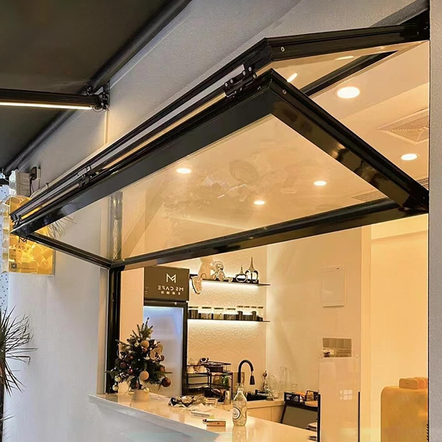Folding Window for Food Trucks, 20/24/26/28/32/34/36/38/40in Aluminum Concession with Flush Mount, Customizable Sliding Service for Restaurants(28x28in/71.1x71.1cm)