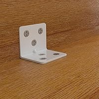 Vista 5 de Soporte de esquina de acero inoxidable blanco, soporte de ángulo recto para junta, en forma de L, soporte de esquina de metal resistente, soporte