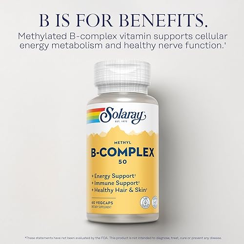 Miniatura 36 de SOLARAY Complejo de vitamina B, suplemento energético saludable, formación de glóbulos rojos, apoyo nervioso e inmunológico, vitaminas del complejo
