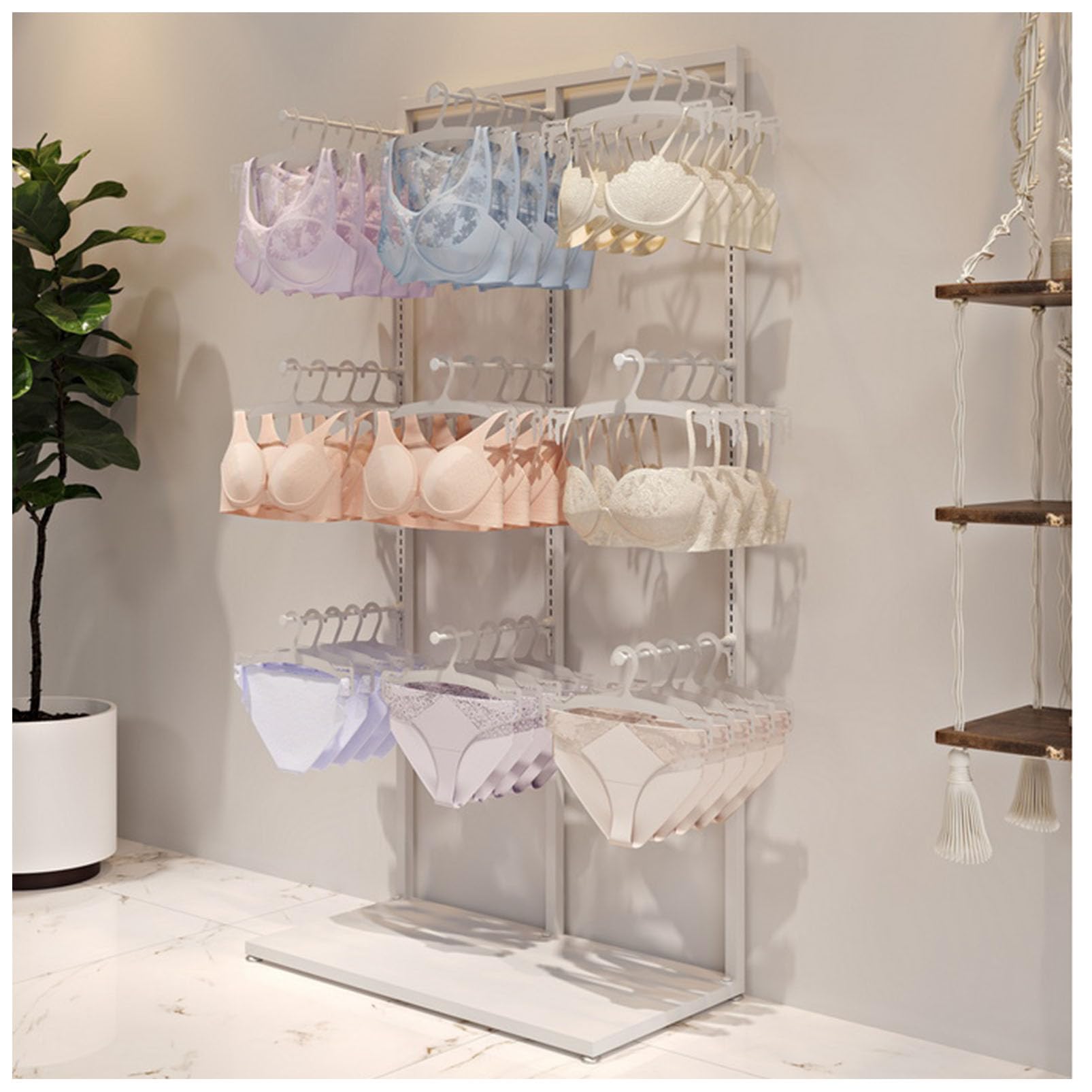 Clothing Store Garment Rack Lingerie Display Stand, Boutique Retail Underwear Organizer Rack Handbag Holder, Multifunctional Panties Bra Gloves Socks