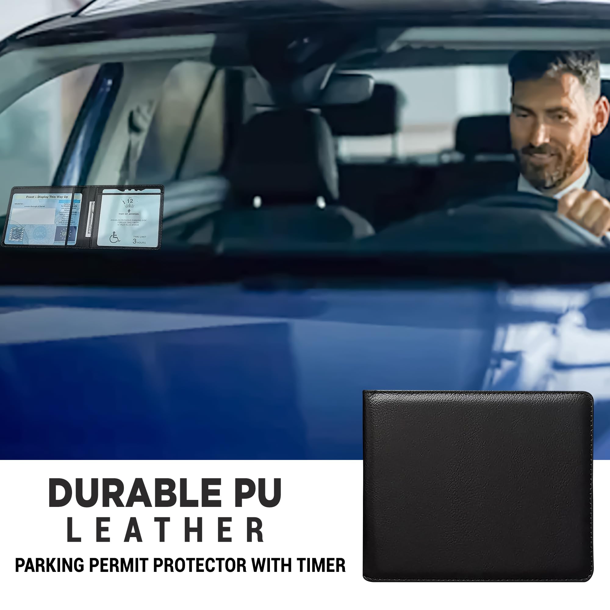 FATASH Disabled Blue Badge Holder with Timer, Black - Image 2