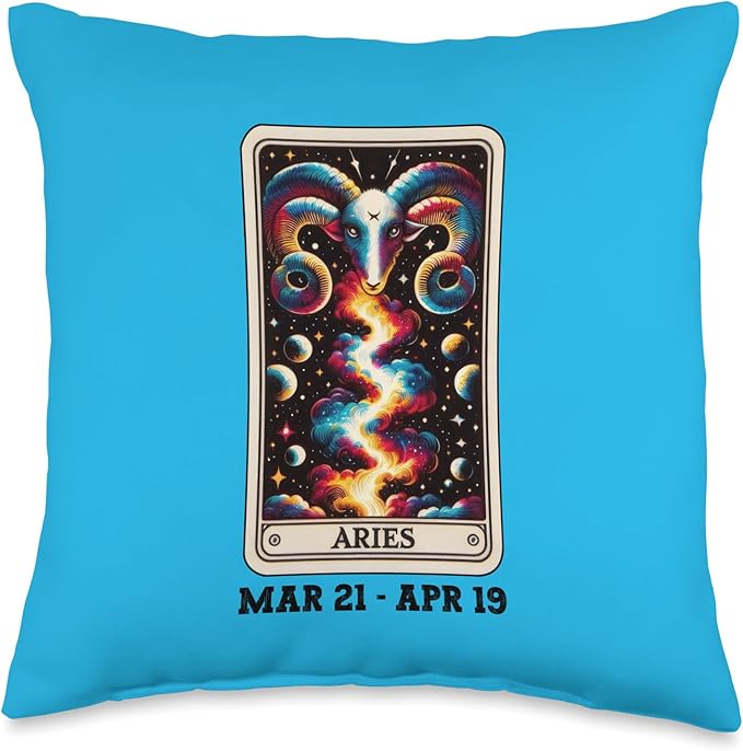 Tarot Cards Zodiac Sign Aries Symbol Loves Astrology Aries Throw Pillow