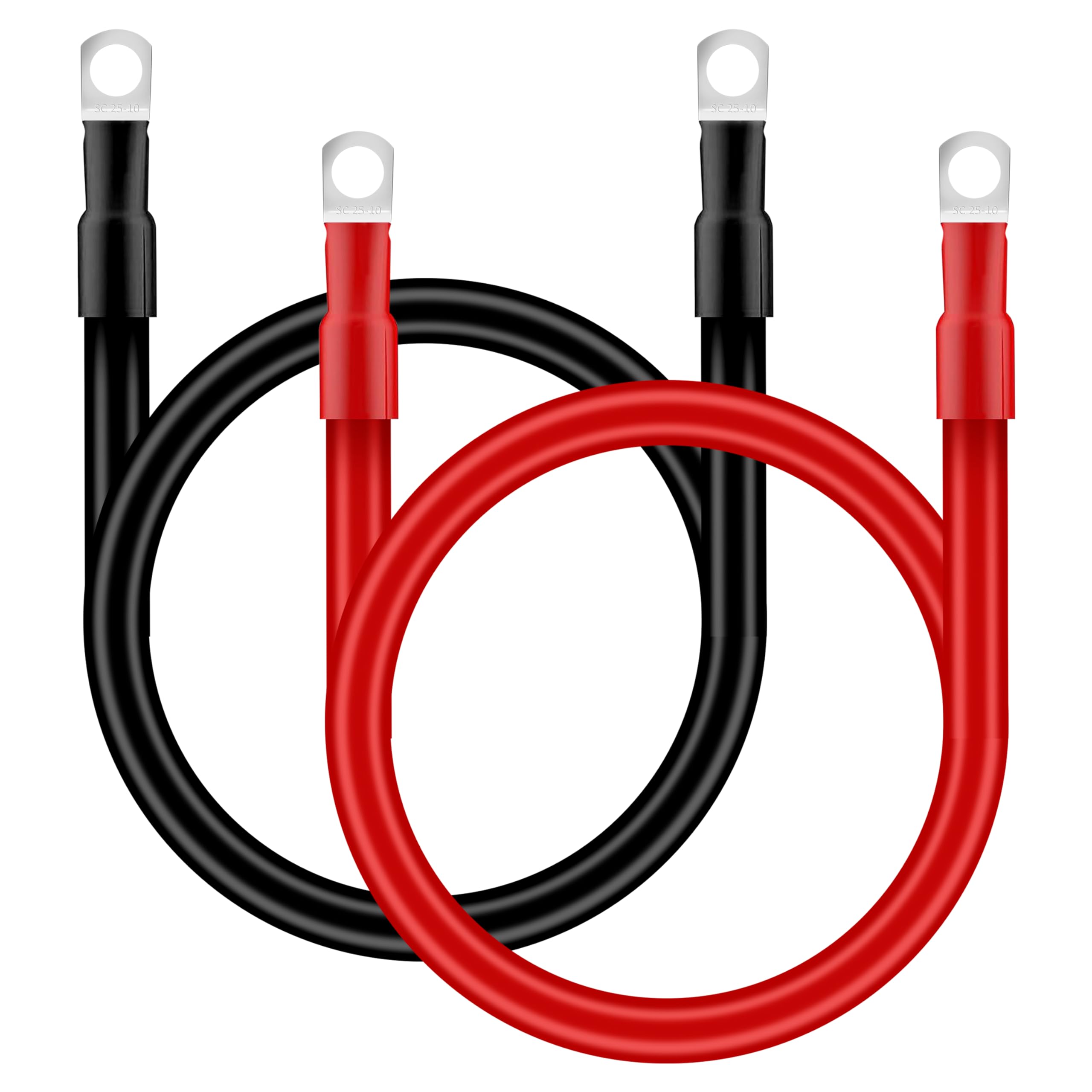 QIMEI-SHOP Cable Bateria 35mm² 50cm Cable Inversor de Batería 12V 2AWG Cables de Batería con M10 Terminales de Anillo para Automóvil Camión Moto Solar Marino Rojo y Negro 2 Piezas — view 11