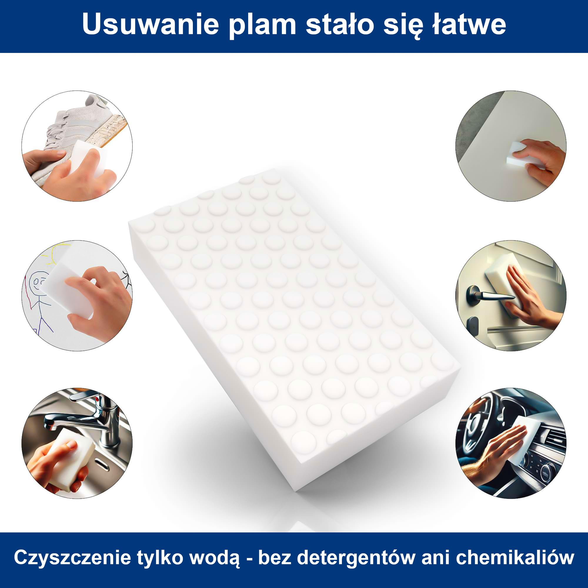 Zestaw 10 Magicznych Gąbek – Gumka do Czyszczenia Ścian, Mebli, Butów, Podłóg, Tapet i Drzwi – Gąbka Melaminowa o Podwójnej Gęstości – Magic Eraser Sponge (Biała)
