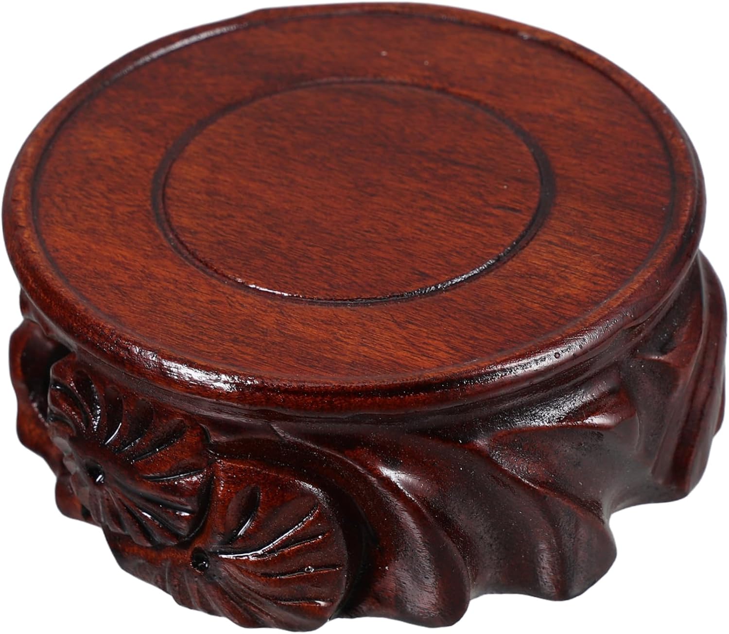 Natural Wood Pedestal Base Round Fish Tank Stand Vintage Teapot Display for Home Office Decor