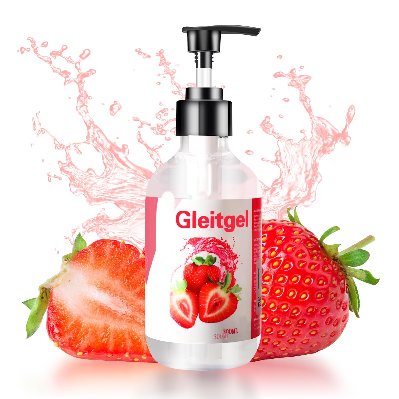 Gleitgel auf Wasserbasis Mit Erdbeergeschmack, 300ml Gel für Sex, Stimulierend für Männer und Frauen, Nicht Klebrig, Kein Zucker, Geeignet für Sexspielzeug und Kondome