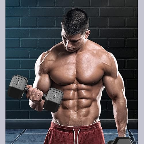 Miniatura 5 de YQJY Juego de mancuernas hexagonales de pesas para el hogar, juego de pesas de hierro fundido, equipo de fitness, gimnasio, entrenamiento de fuerza,