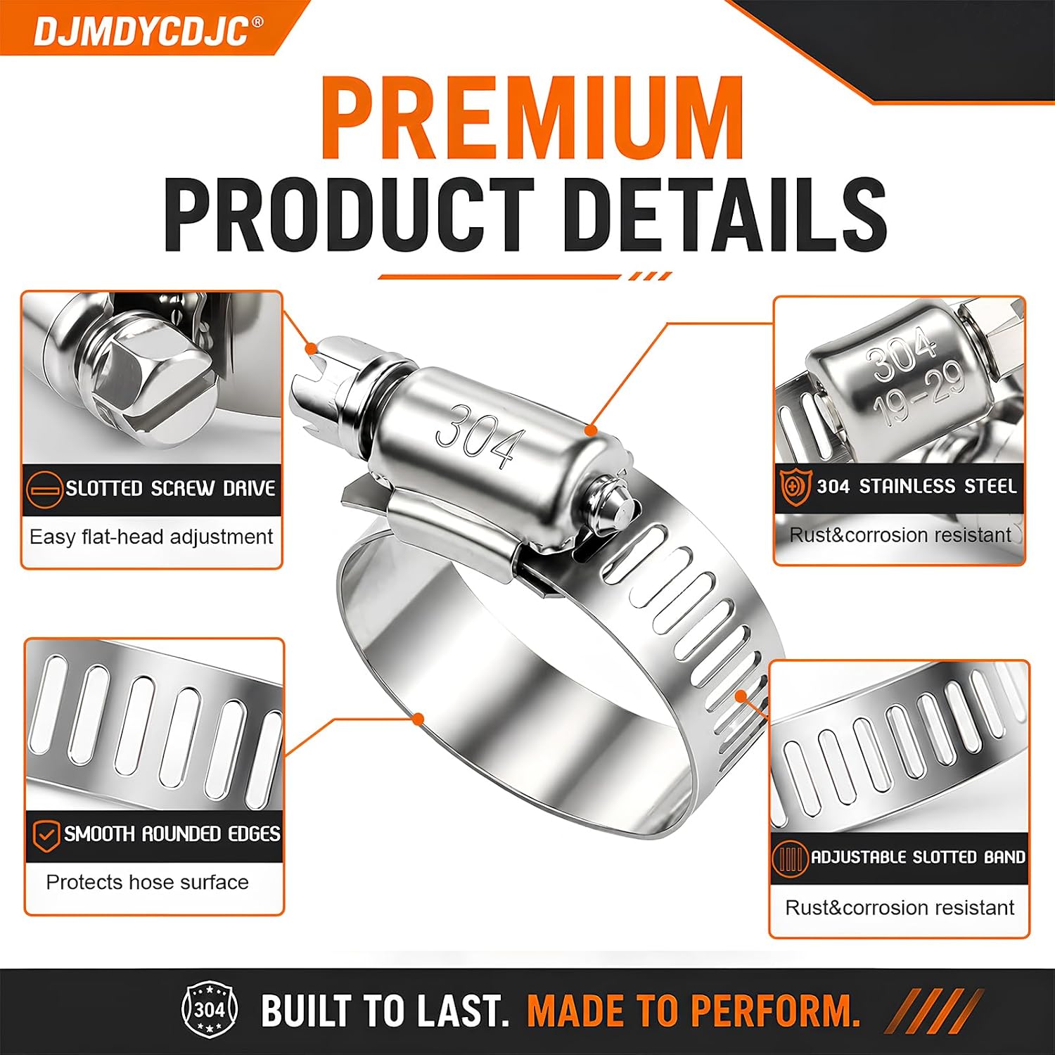 150PCS Stainless Steel Hose Clamps, Worm Gear Heavy Duty Assortment Kit, Adjustable 1/4″-1-1/2″ for Plumbing Automotive Radiator & Fuel Line