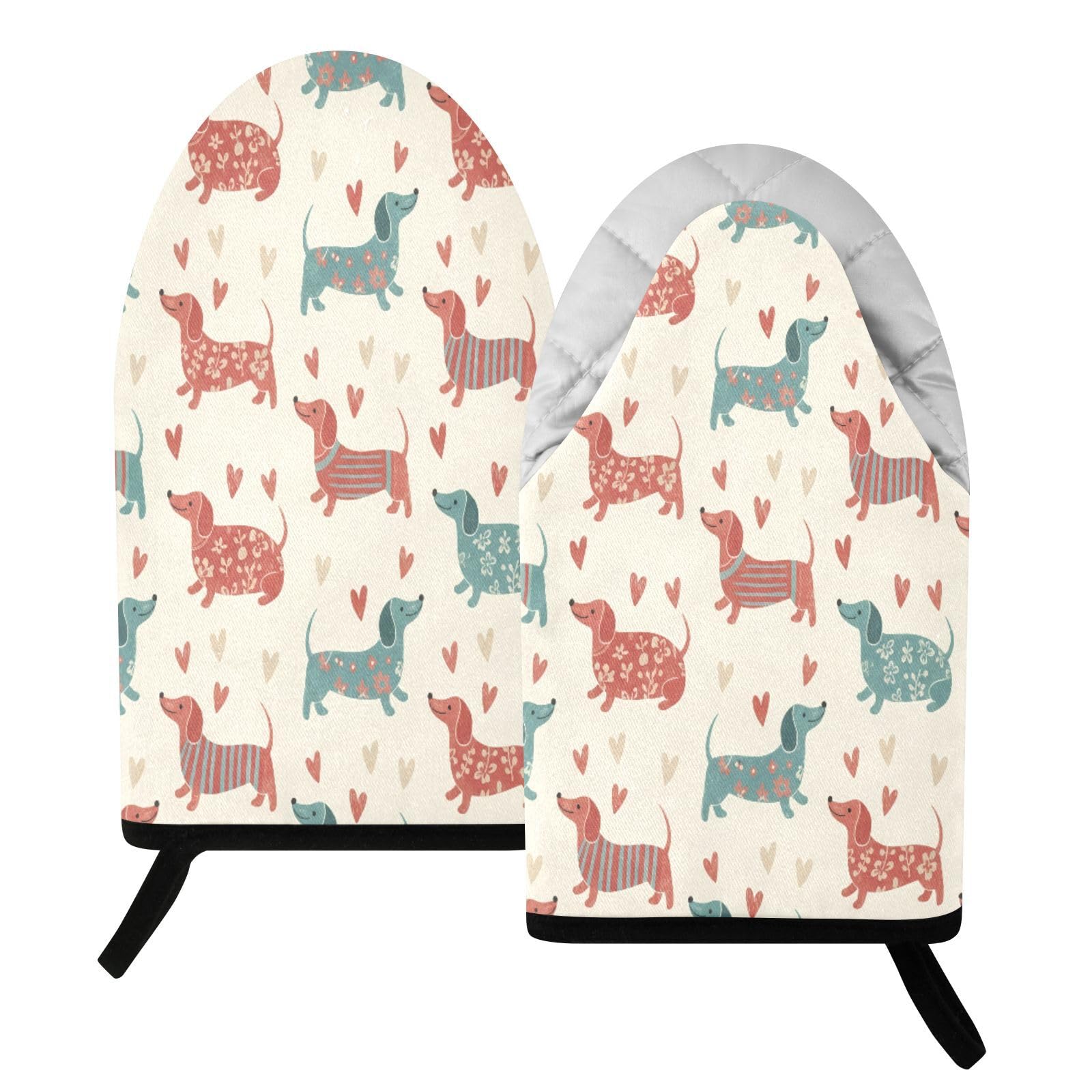 BURSTDDY Cute Dog Oven Mitt,Heat Resistant Kitchen Mitts for Cooking
