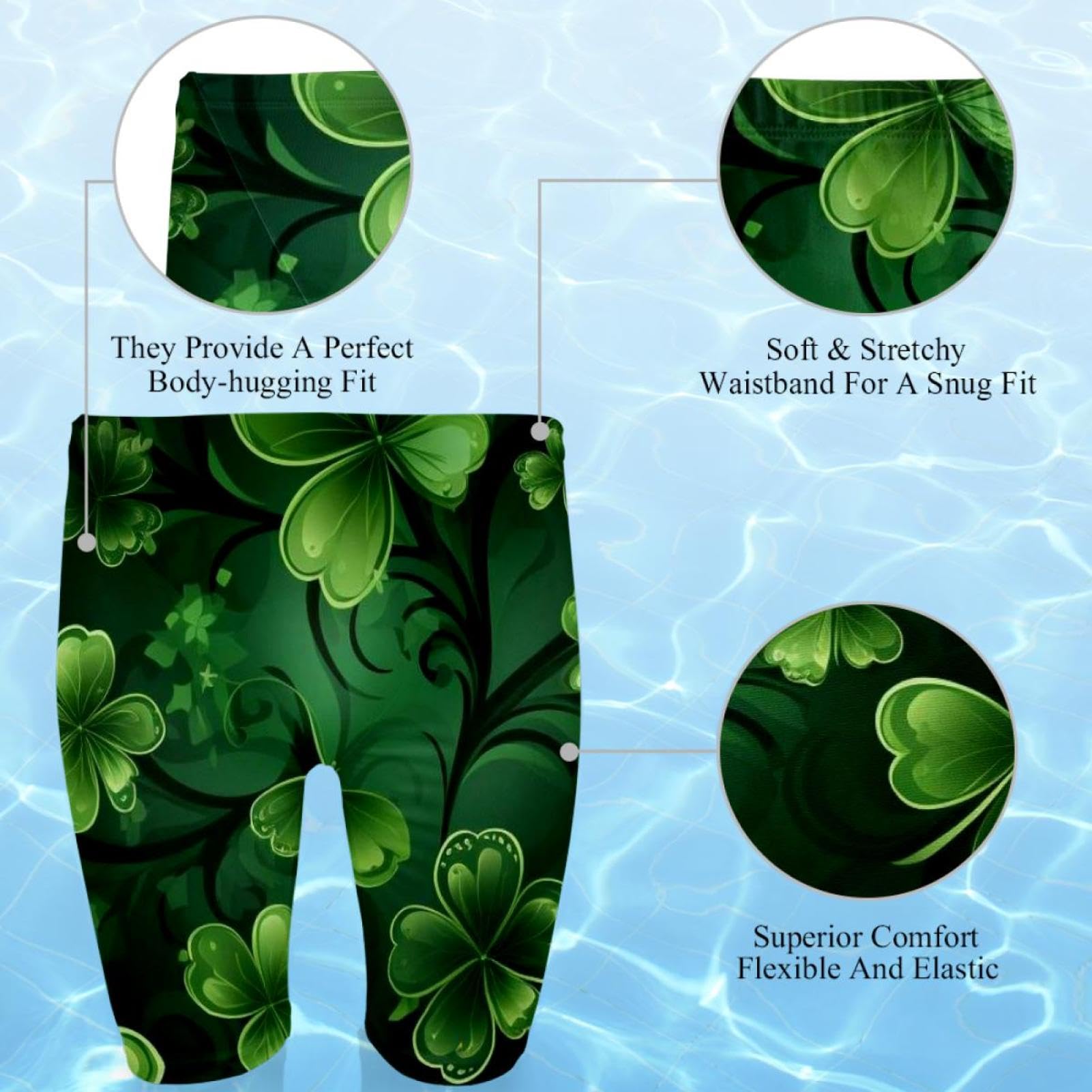 St Patrick's Day Swimsuit for Men & Boys,Competition Lap Swim Suit, Square Leg Endurance Training Multicoloured