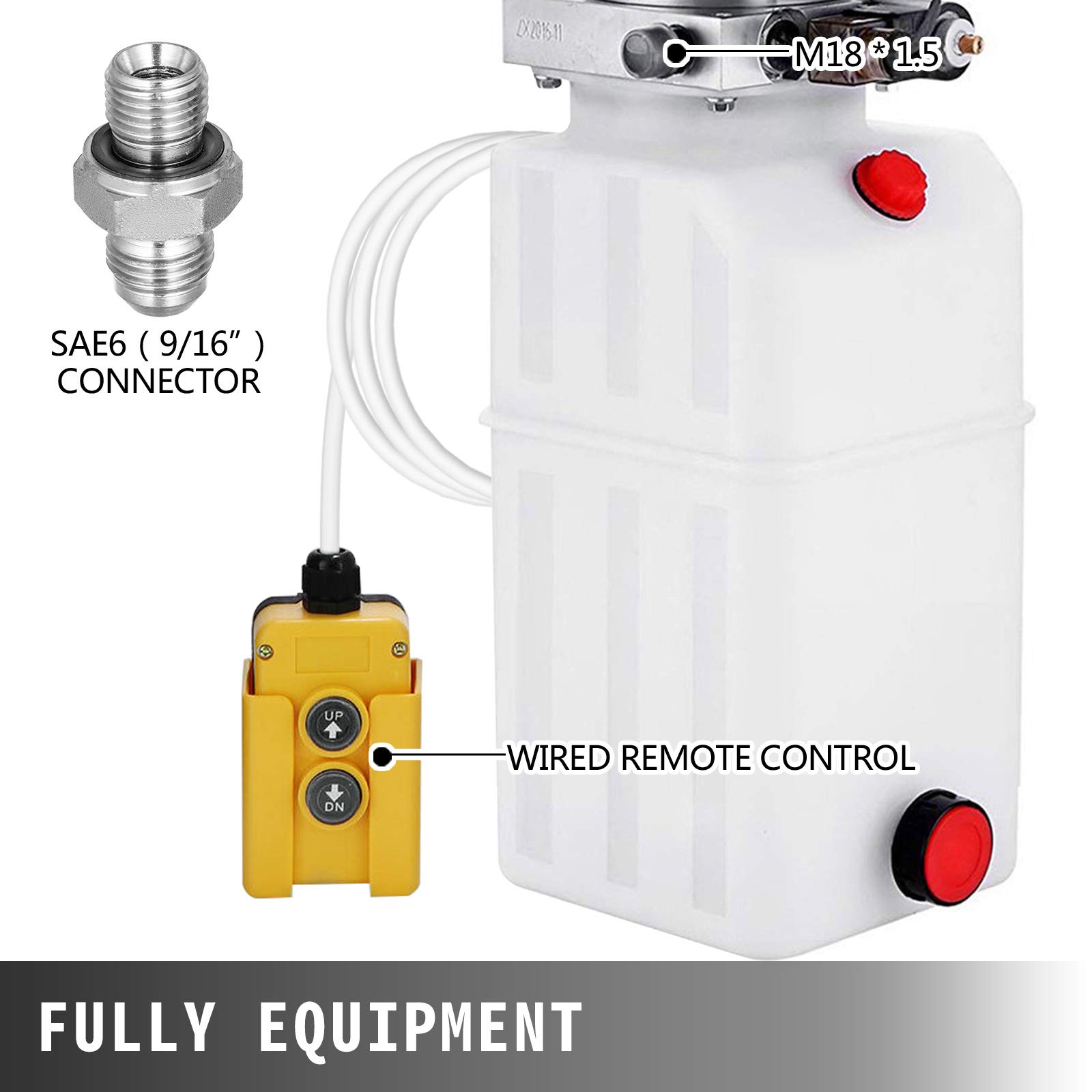 VEVOR Bomba Hidráulica con Simple Efecto 8L para Remolque de Coches Depósito de Plástico Bomba Hidráulica Remolque Tanque 12V Bomba Hidráulica con Efecto Simple para Remolque Volquete