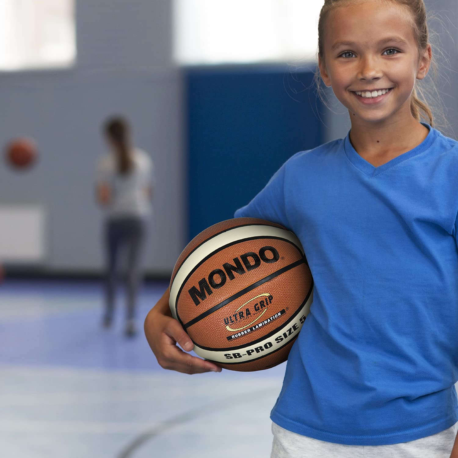 Pallone da basket Mondo-Basket SB-Pro 5, colore arancione e giallo, misura 5 (13734)