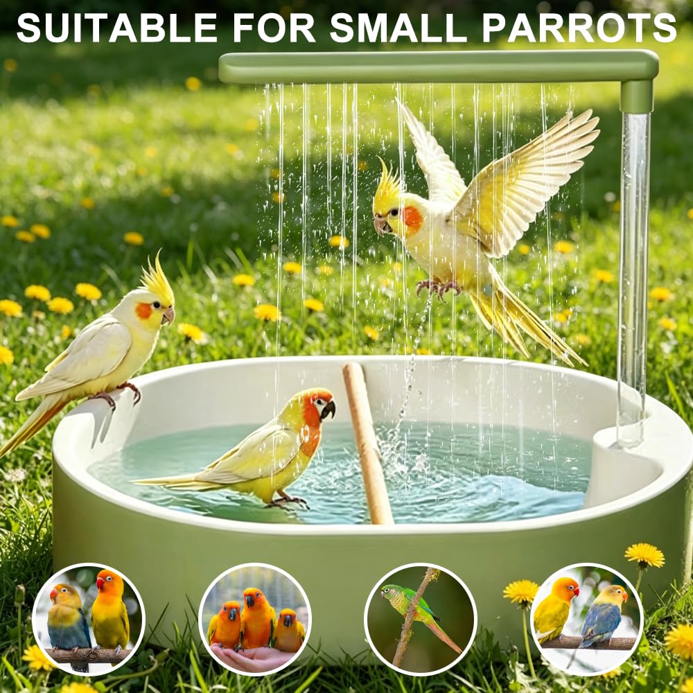 Vogeldusche Wellensittich, 32x28cm Wellensittich Dusche, Vogel Dusche mit Regenwasserzirkulation, USB-Betrieben, Vogel Badewanne für Unzertrennliche, Wellensittiche, Afrikanische Munias und Aras