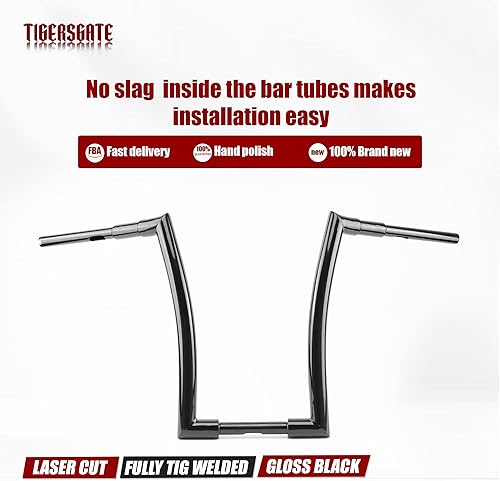 Miniatura 3 de Perchas Fat Ape de 1.5 pulgadas, color negro brillante, 16 pulgadas, manubrio de fácil cableado para Harley 1996-2013 Road Glide y modelos Road King