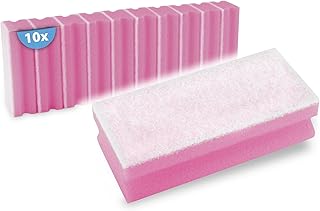 HypaFol Sanitär & WC Schwamm rot-weiß 10 Stück I Sanfter Putzschwamm für empfindliche Oberflächen I Reinigungsschwamm für Toiletten, Urinale, WC-Fliesen I XL Fliesen-Schwamm mit 5mm Scheuerseite