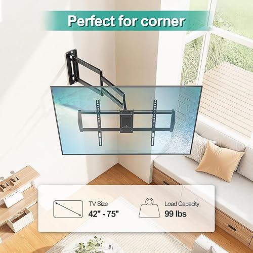 Miniatura 8 de MOUNT PRO Soporte de pared para TV de brazo largo para la mayoría de televisores de 42 a 75 pulgadas, extensión de 37.9 pulgadas de largo, soporte