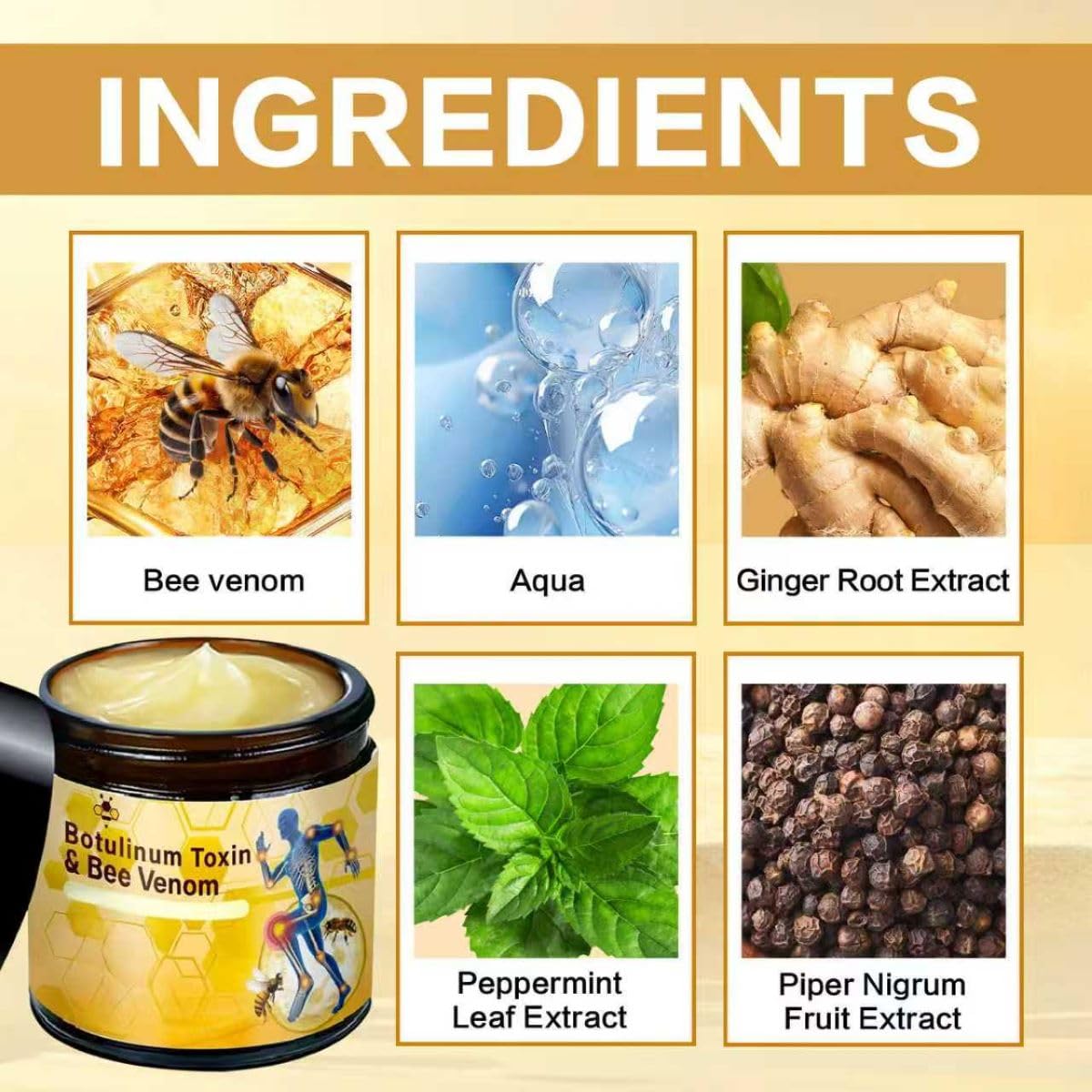 2 Pcs Botulinum Toxin & Bee Venom Bone Healing Cream, Throughout Release Soothing Joint Activities Muscle Massage Gel. ﻿ ﻿ - 5