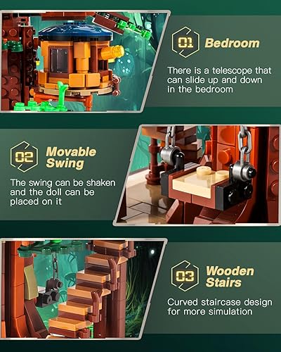 Miniatura 5 de dOvOb Juego de bloques de construcción Magic Book Tree House (969 unidades), juguetes de construcción de decoración, regalo para adultos o niños