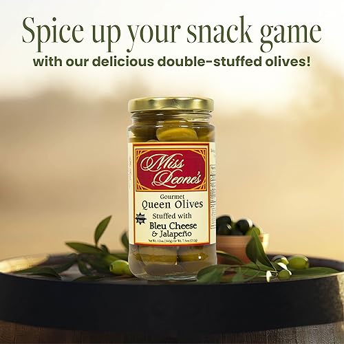 Miniatura 7 de Leonard Mountain Miss Leone - Aceitunas rellenas de queso Bleu y jalapeño, 12 onzas, paquete de 3