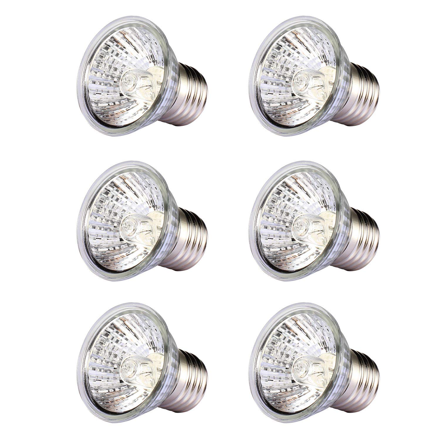 6 Pack 75W UVA&UVB Full Spectrum Reptile Heat Lamp Sun Daylight Lamp Sunbathe Spot Basking Bulb for Lizard Turtle Habitat Light