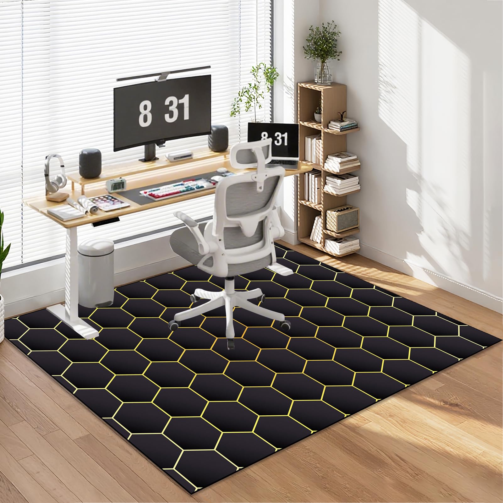 Tapis Fauteuil Gaming Tapis Chaise de Bureau Gaming Antidérapant pour Moquette, Tapis de Sol Bureau pour Sols Durs, Protège-Sol pour Chaise à roulettes, Tapis de Protection en carrelage 120 x 140 cm