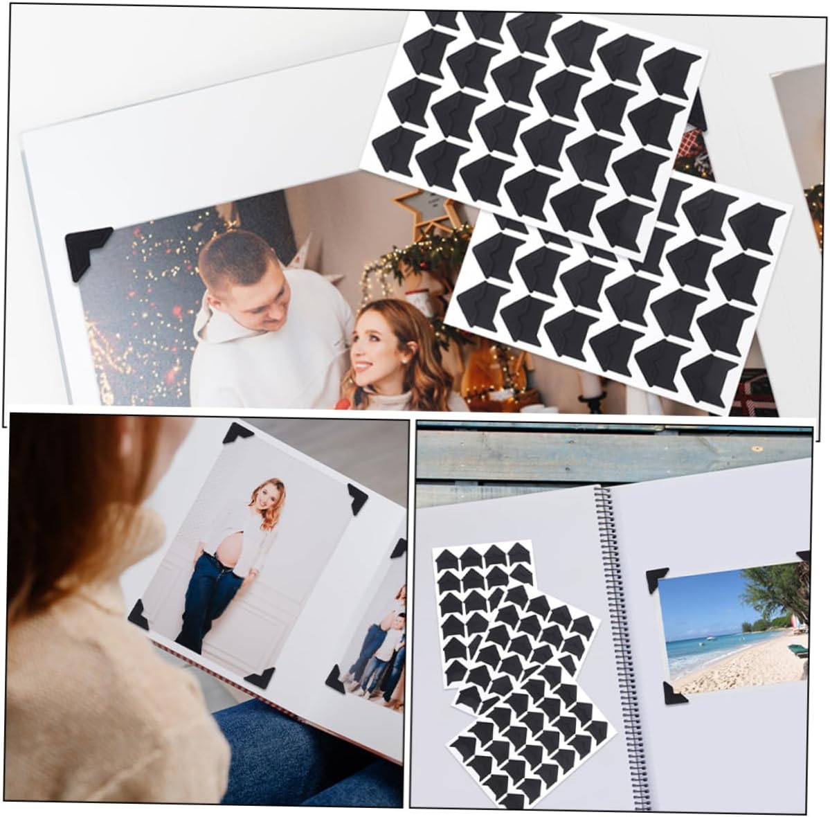 MAGICLULU 120pcs Black Paper Photo Corners for Scrapbooking DIY Albums
