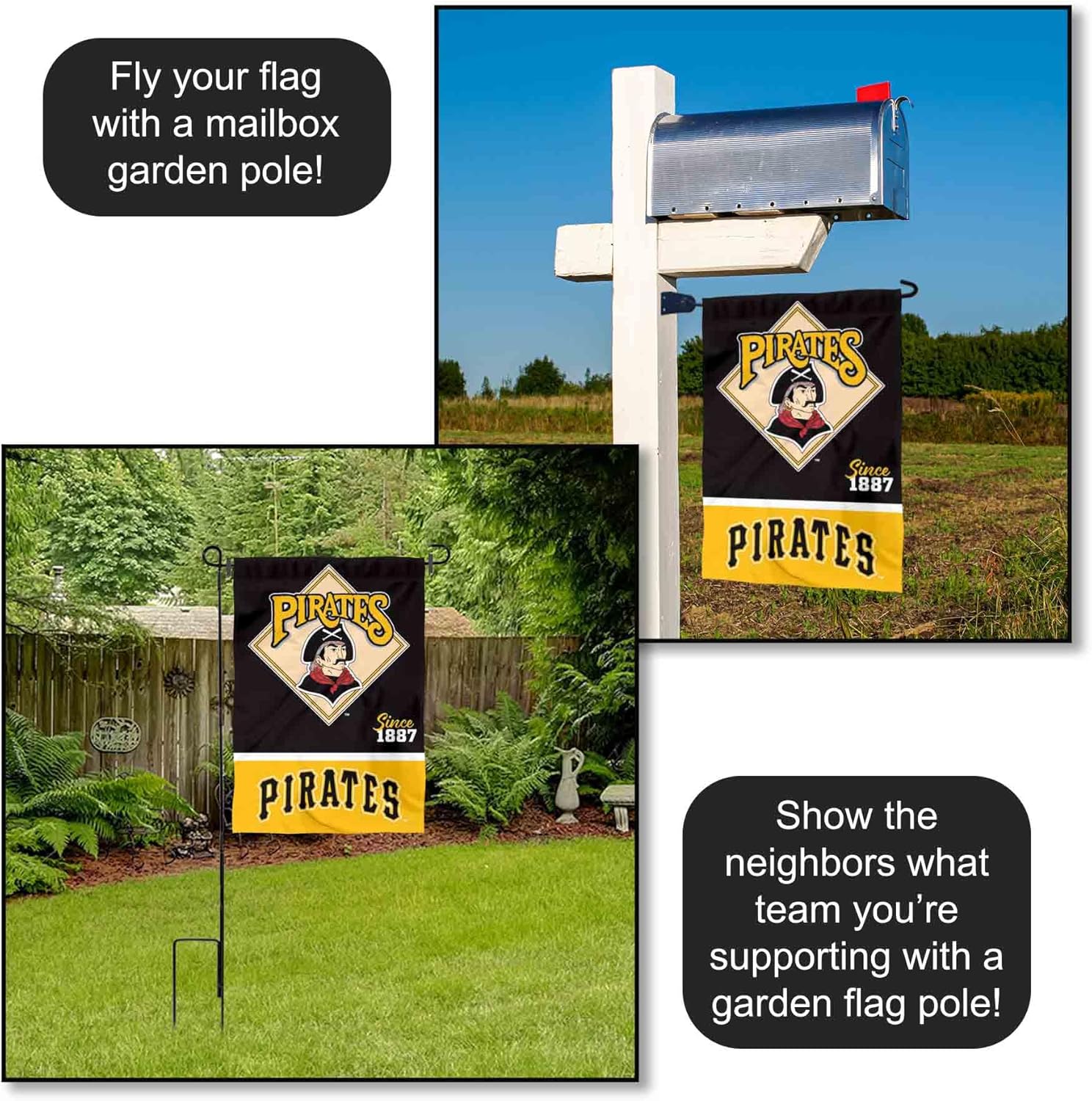 Pittsburgh Pirates Retro Vintage Throwback Double Sided Garden Flag