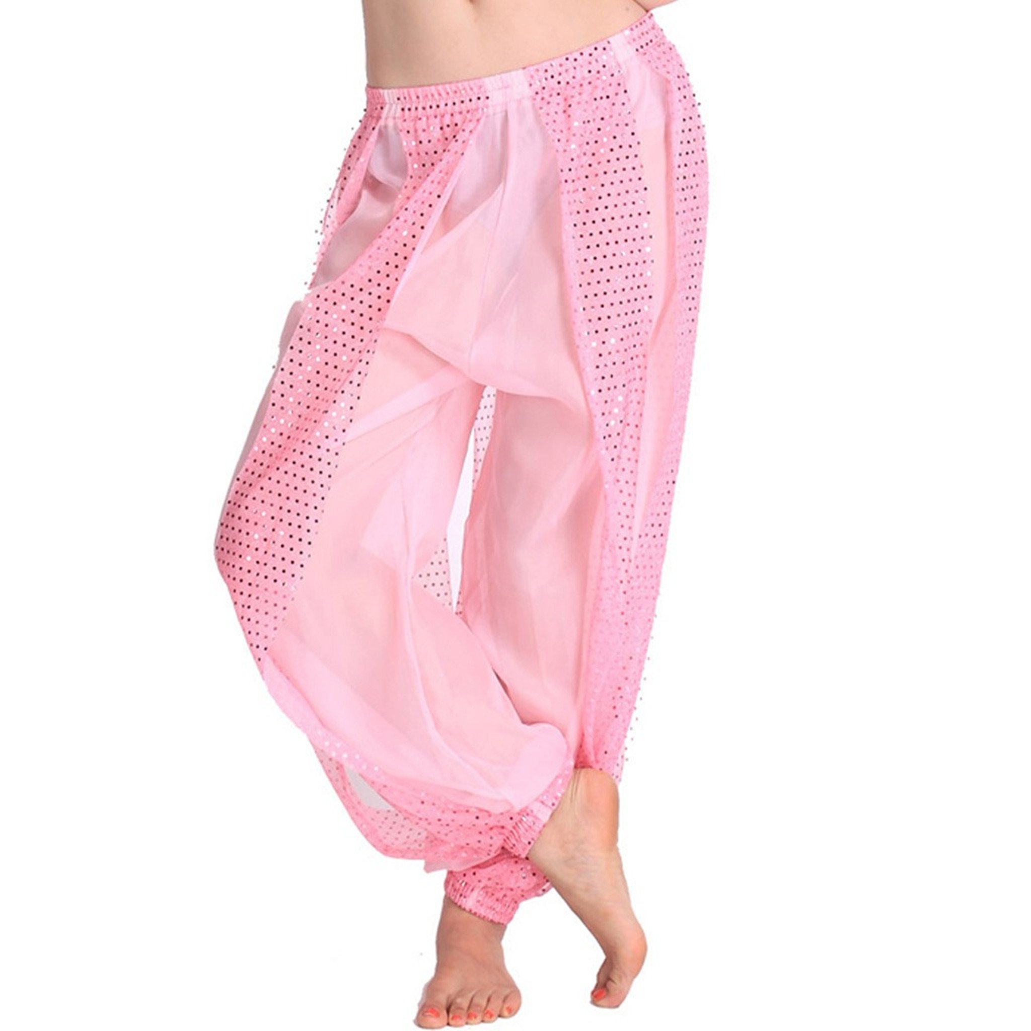 MUNAFIEWomen's Harem Dance Pants - Genie & Jester Costume for Cosplay, Dance & Stage Performance
