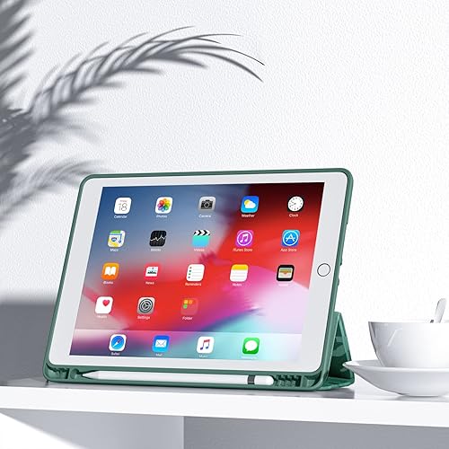Miniatura 22 de Mastten Funda compatible con iPad de 9ª/8ª/7ª generación, para iPad de 10.2 pulgadas con soporte para lápiz, cubierta trasera de TPU Smart Stand