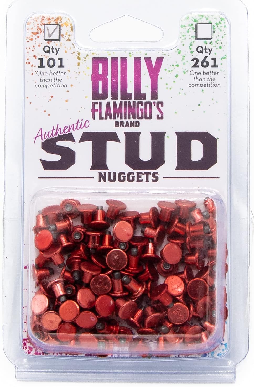 BILLY FLAMINGO'S BRAND Bike Studs for Fat Bike Tires, Aluminum Body, Concave Carbide Tip, Anodized Bicycle Studs, Qty 101pcs