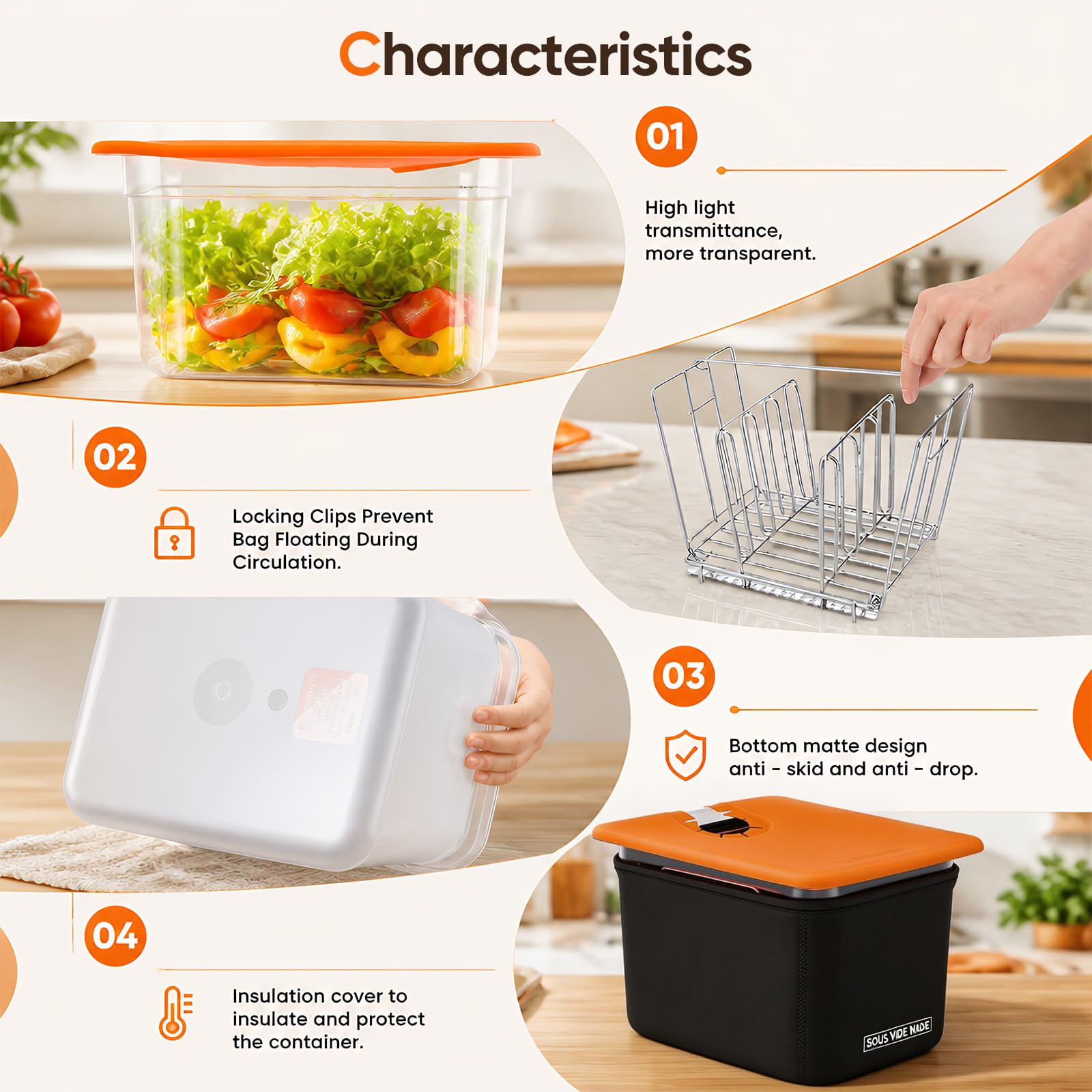 Sous Vide Behälter 12L Sous Vide Container mit Deckel BPA-frei | Sous Vide Set mit Thermohülle und Rack transparenter Garbehälter für Sous Vide Stick Fisch Fleisch Gemüse und Familienküche