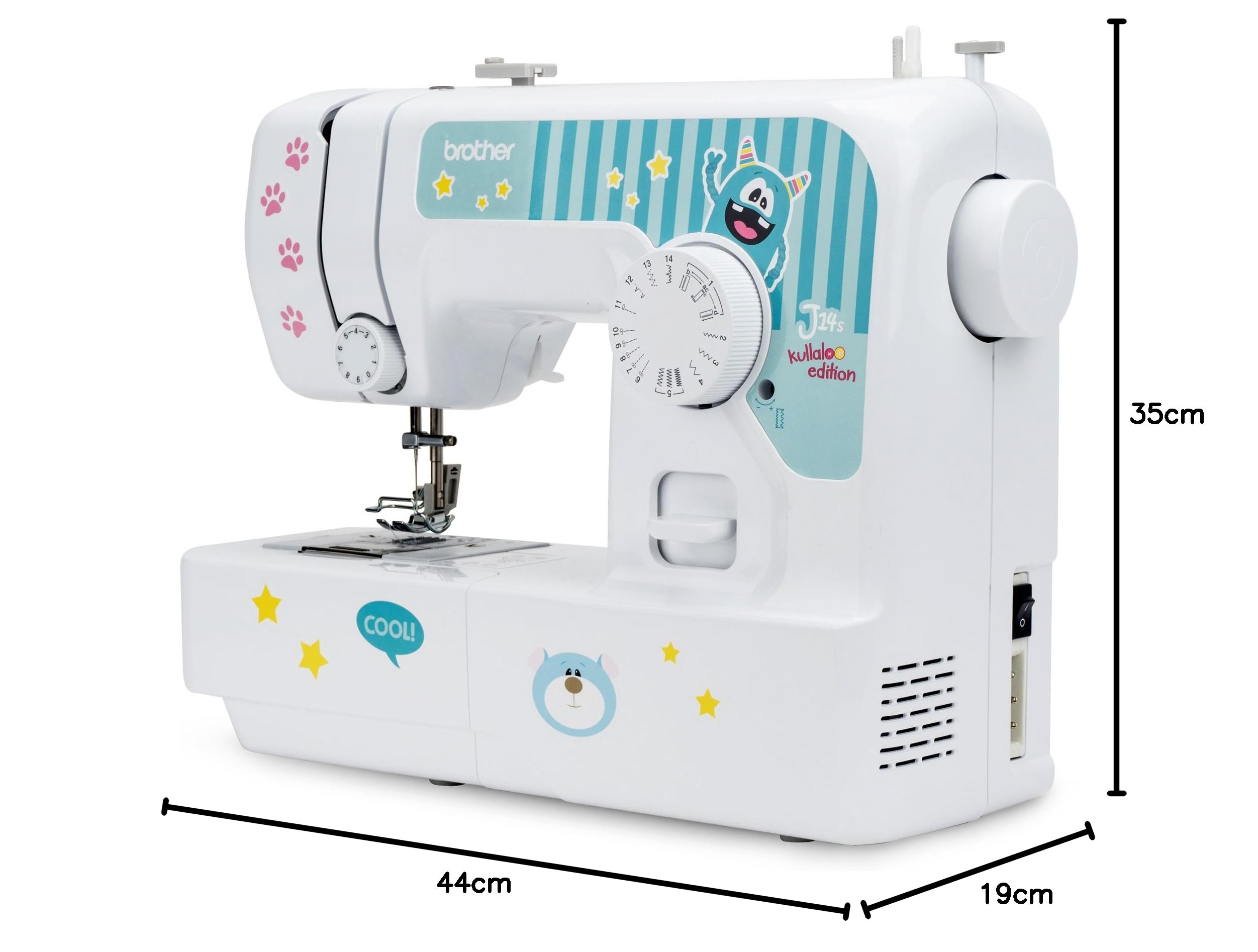 Brother J14s Kindernähmaschine kullaloo edition inkl. Fingerschutz, Stickerbogen & Anfänger-Nähset KINDERLEICHT Nähkurs "Little Friends"