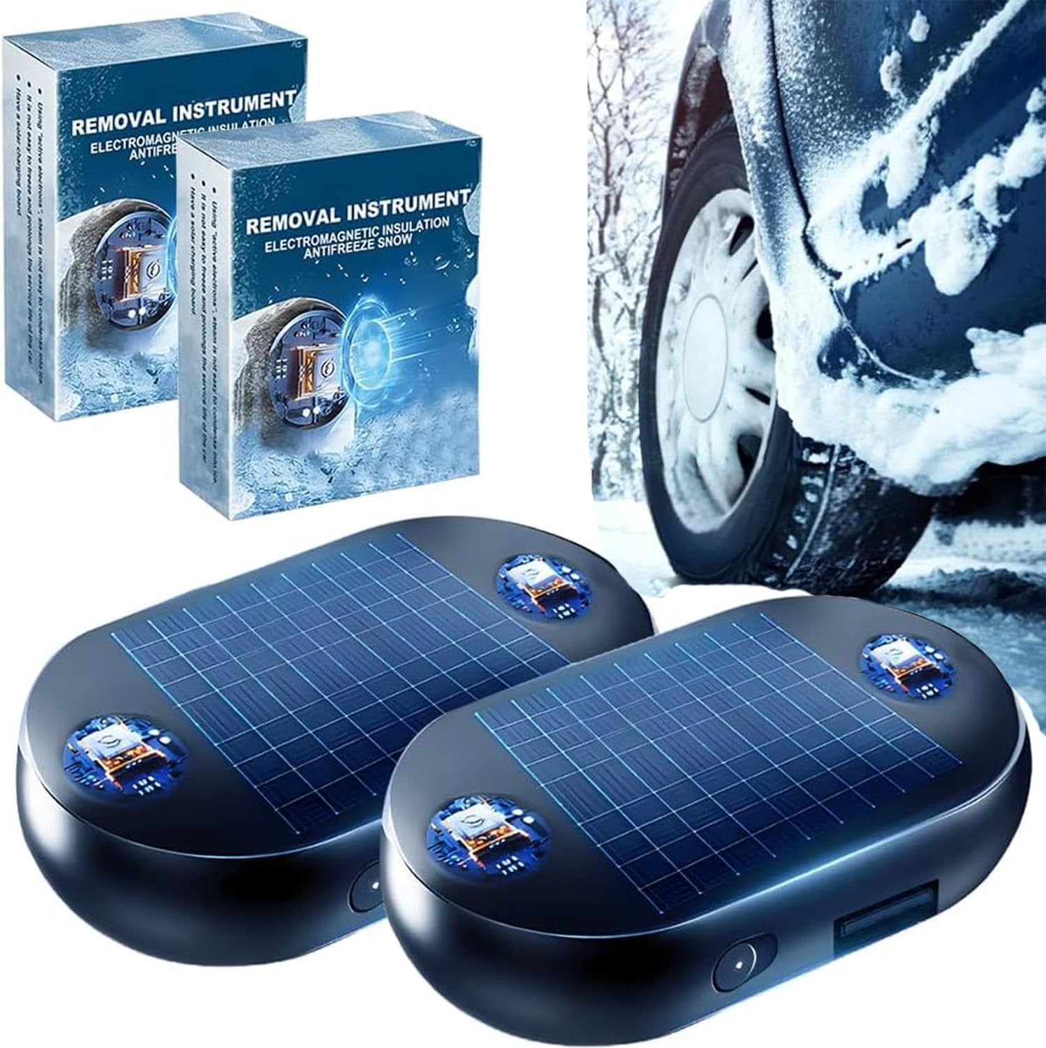 2PC Anti-Freeze Electromagnetic Car Snow Removal Device,Upgrade Car Interference Antifreeze Instrument, Removal Device for Winter Commute Ice Frost Removal on Cars Electromagnetic Snow Removal