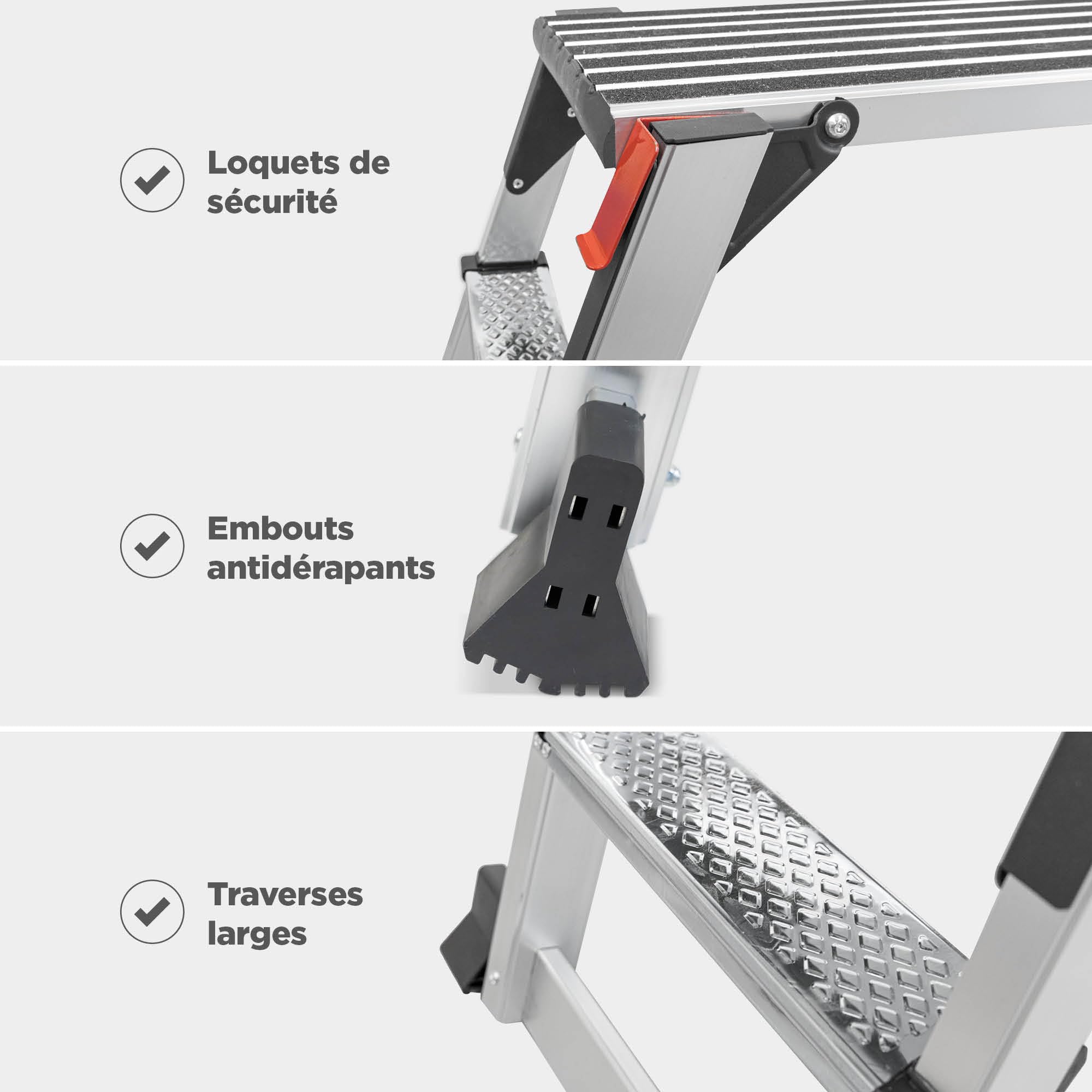 blizz-z Plateforme de Travail en Aluminium | Charge admissible 150 kg, Conforme à la Norme en 14183 | Hauteur : 49,9 cm, Longueur : 127 cm, Largeur : 51,8 cm | Estrade de Travail, escabeau