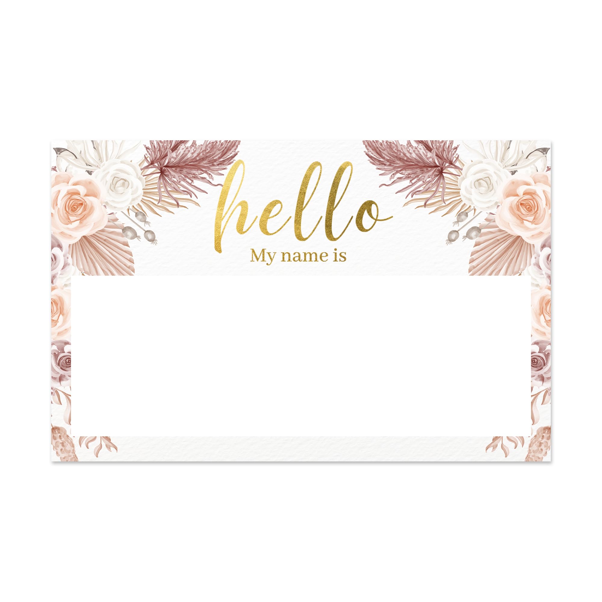Hello My Name is Stickers Name Tags | Gold Foil | Perforated 2.25 x 3.5 Inch Name Tag Stickers | Boho |100pcs Name Stickers Name Badge for Wedding,
