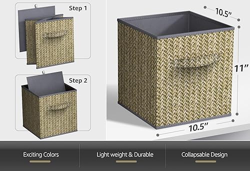 Miniatura 3 de Sorbus Contenedores plegables de almacenamiento  Cubos de almacenamiento de tela plegables resistentes de 11 pulgadas con asa  4 cestas para