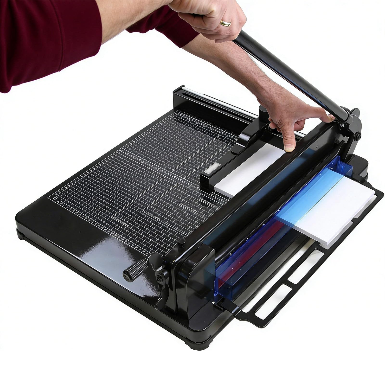 Taglierina per Carta Resistente - Taglia Fino a 400 Fogli, Lama da 30 cm con Blocco di Sicurezza, Ideale per Pelle e Tessuto, taglierina Professionale (A3)