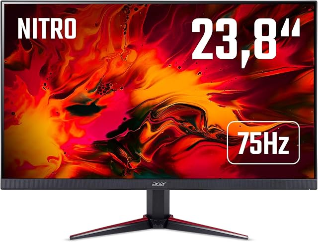 Acer Nitro VG240Ybmiix 24 Inch Full HD Gaming Monitor, Black (IPS Panel, FreeSync, 1 ms, ZeroFrame, HDMI, VGA) Black/Red