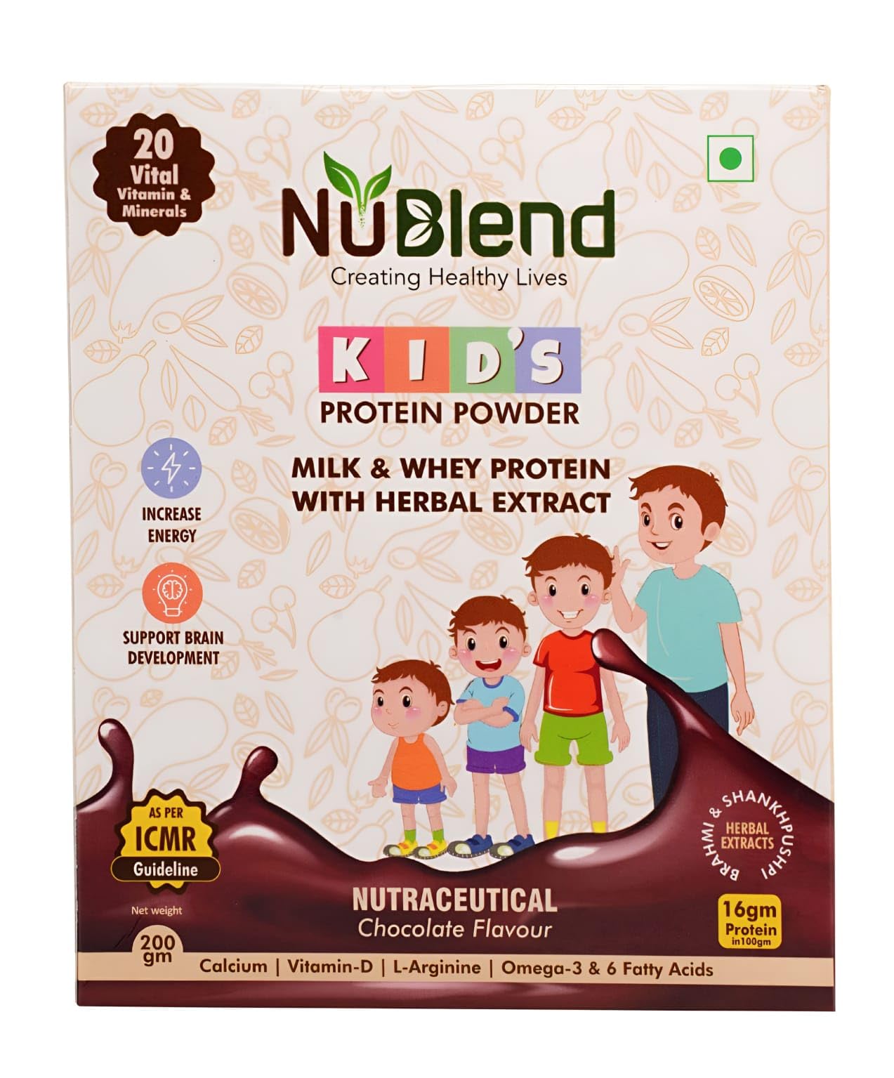 NuBlend Kids Chocolate Protein Blend, | Healthy growth gain, boost energy & immunity.