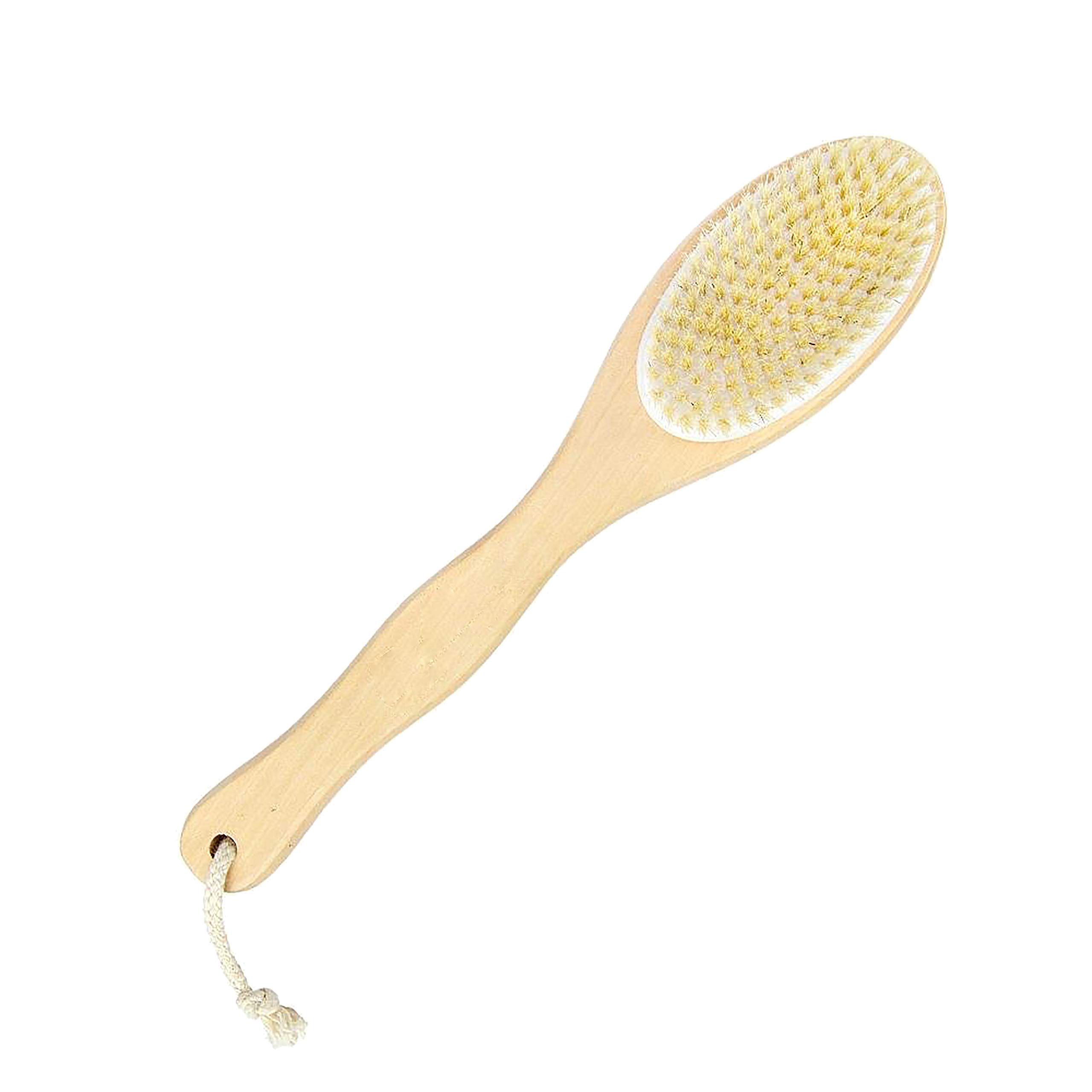 Body Brush to DRY Brush Your Skin and Make it Glow- Natural Skin Brush- Cellulite Reduction (nubby side), Circulation, Exfoliation Lymphatic Drainage & More. Perfect as a Gift!