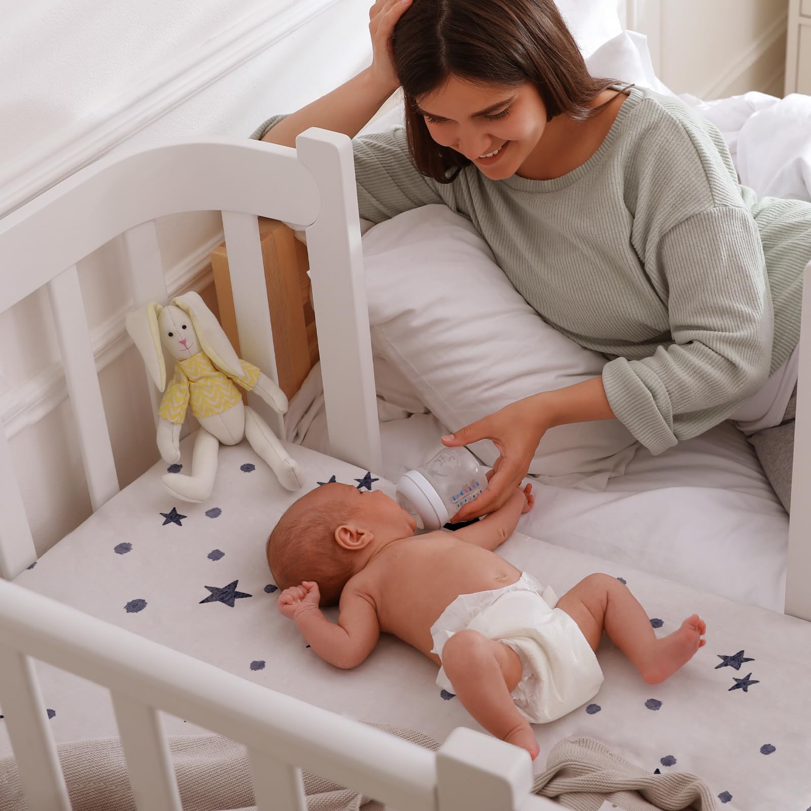 GLLQUEN BABY Lot de 4 draps-Housses pour couffin, Landau, 100% Microfibre Oeko-tex100, Confortables et Respirants pour Berceau de bébé garçon et Fille (Astronaute)