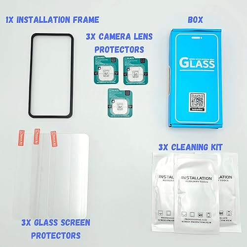 Miniatura 2 de DamavandGlass - Paquete de 3 protectores de pantalla de vidrio HD para iPhone 15 Pro Max 6.7 pulgadas + 3 protectores de lente de cámara + marco de