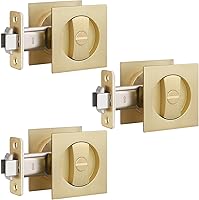 Vista 10 de EHOMEWARE Paquete de 1 cerradura de puerta de bolsillo negro mate, herrajes para puerta de bolsillo con llave igual, cerradura de puerta corredera