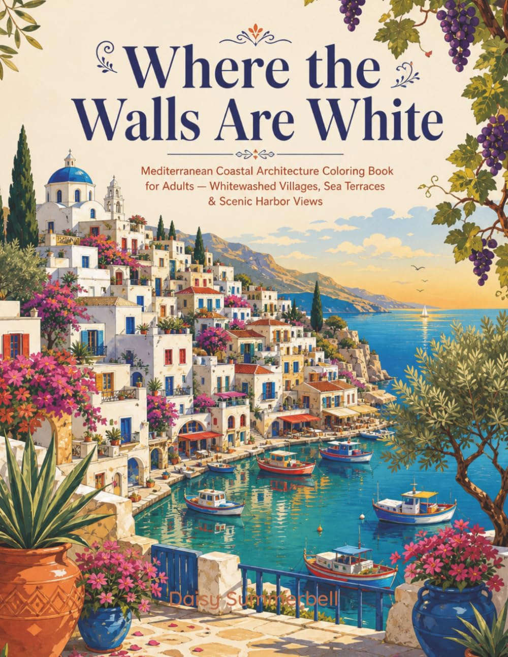 Where the Walls Are White: Mediterranean Coastal Architecture Coloring Book for Adults — Whitewashed Villages, Sea Terraces & Scenic Harbor Views (The Slow Pages)