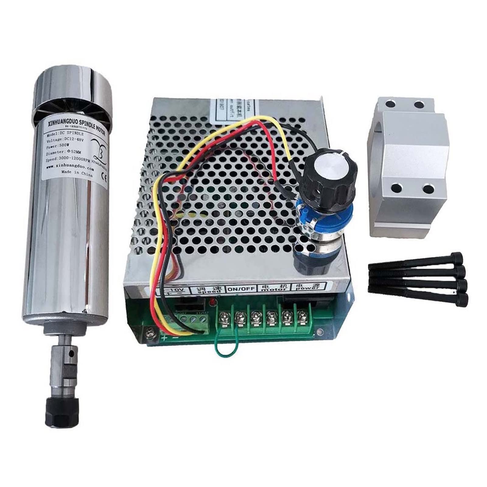 Mooilko Package 5 Air Cooled 0.5Kw Cnc Spindlemotor Kit Er11 Chuck 500W Spindle Motor + Power Supply Speed Governor For Engraving Smooth Running(Package 5)