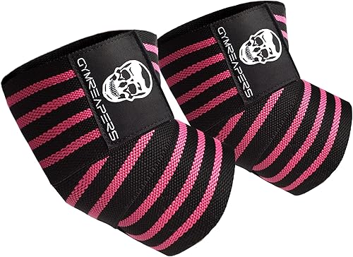 Vista 11 de Gymreapers Coderas de levantamiento de pesas (1 par) – Correa de compresión flexible de 40 pulgadas para codo y soporte para articulaciones